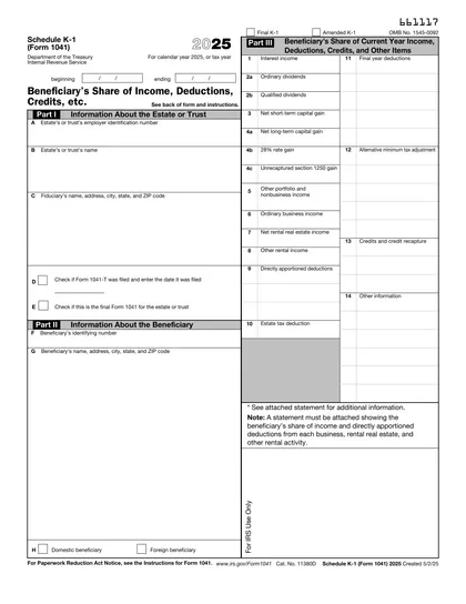 1041-schedule-k-1 form