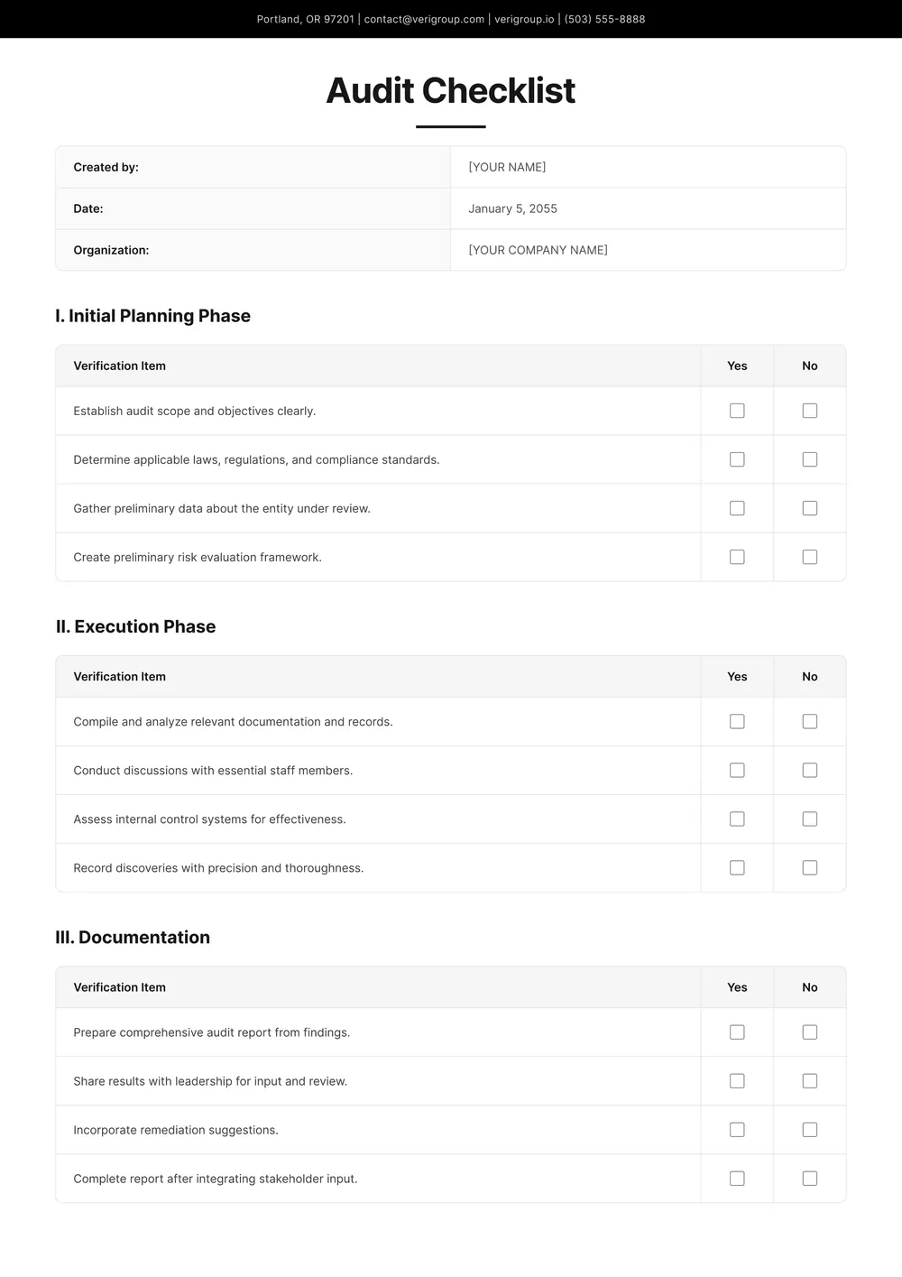 audit-checklist form