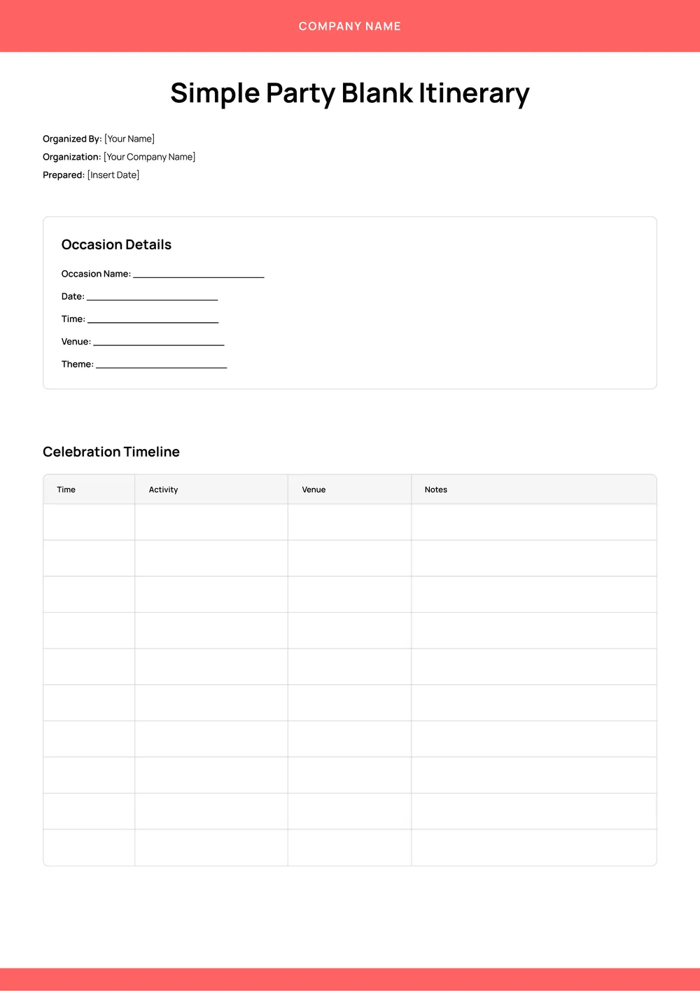 birthday-itinerary form