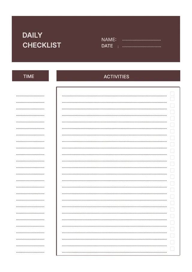 brown-daily-checklist form