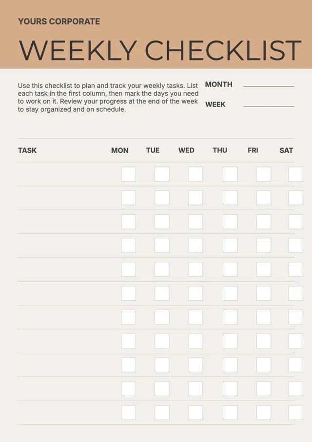 brown-weekly-checklist form