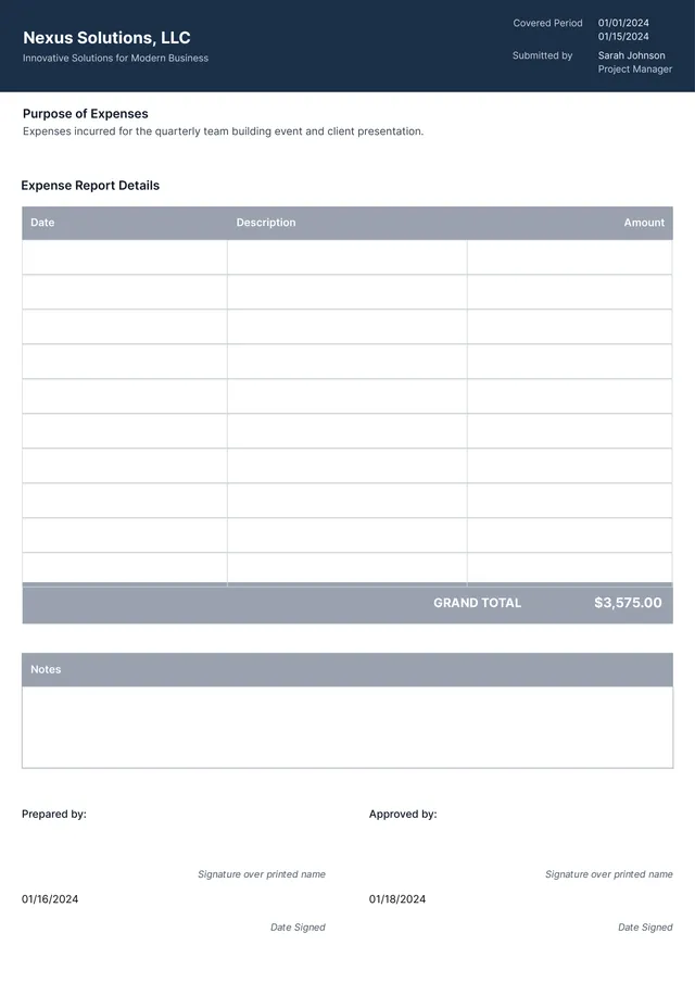 business-expense-report form