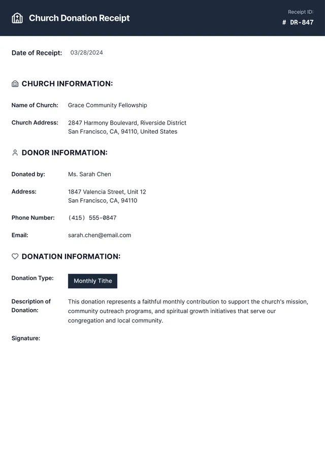 church-donation-receipt form