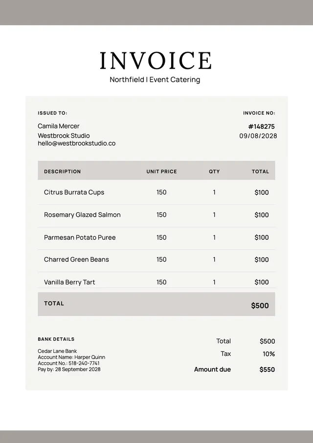 classic-catering-invoice form