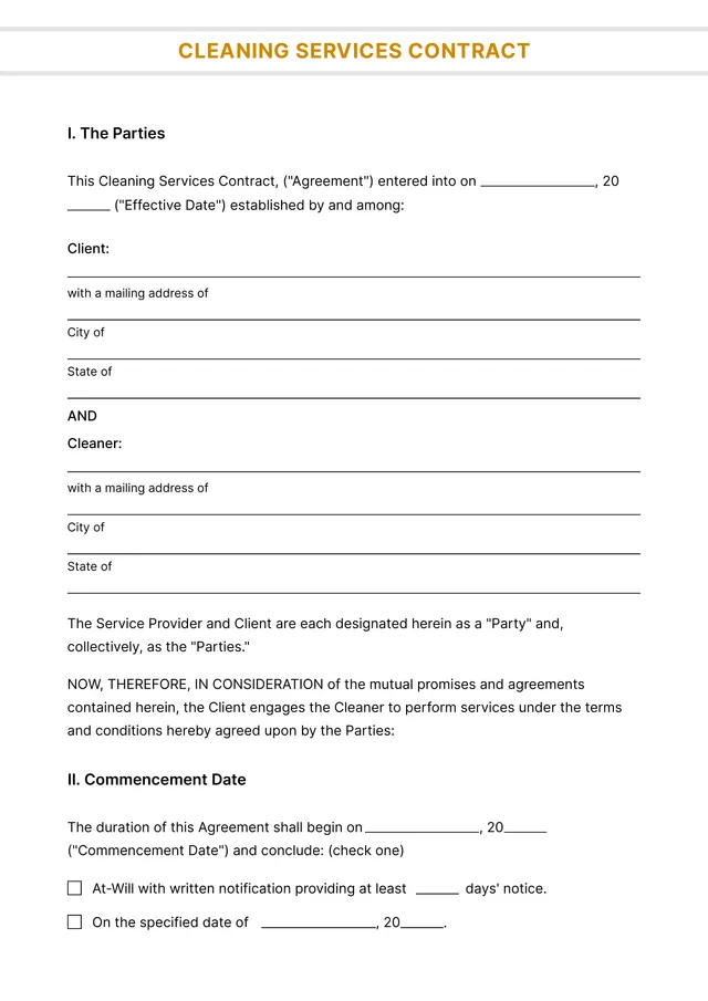 cleaning-contract form