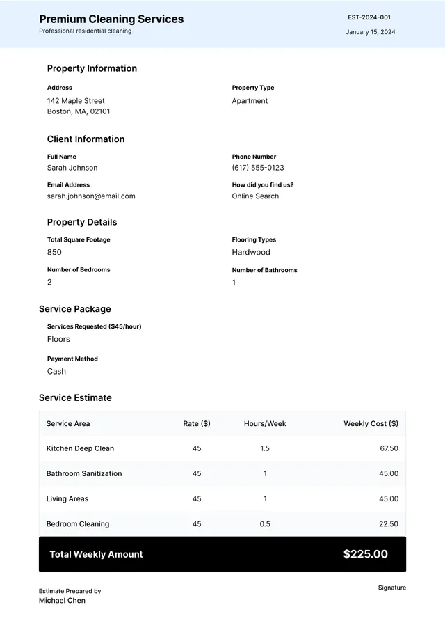 cleaning-quote form