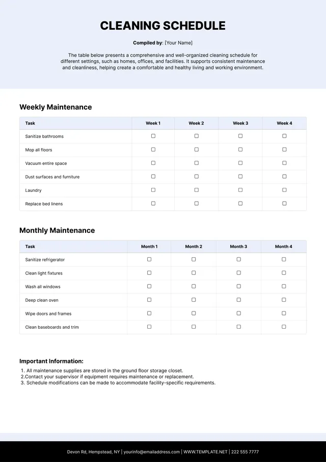 cleaning-schedule form