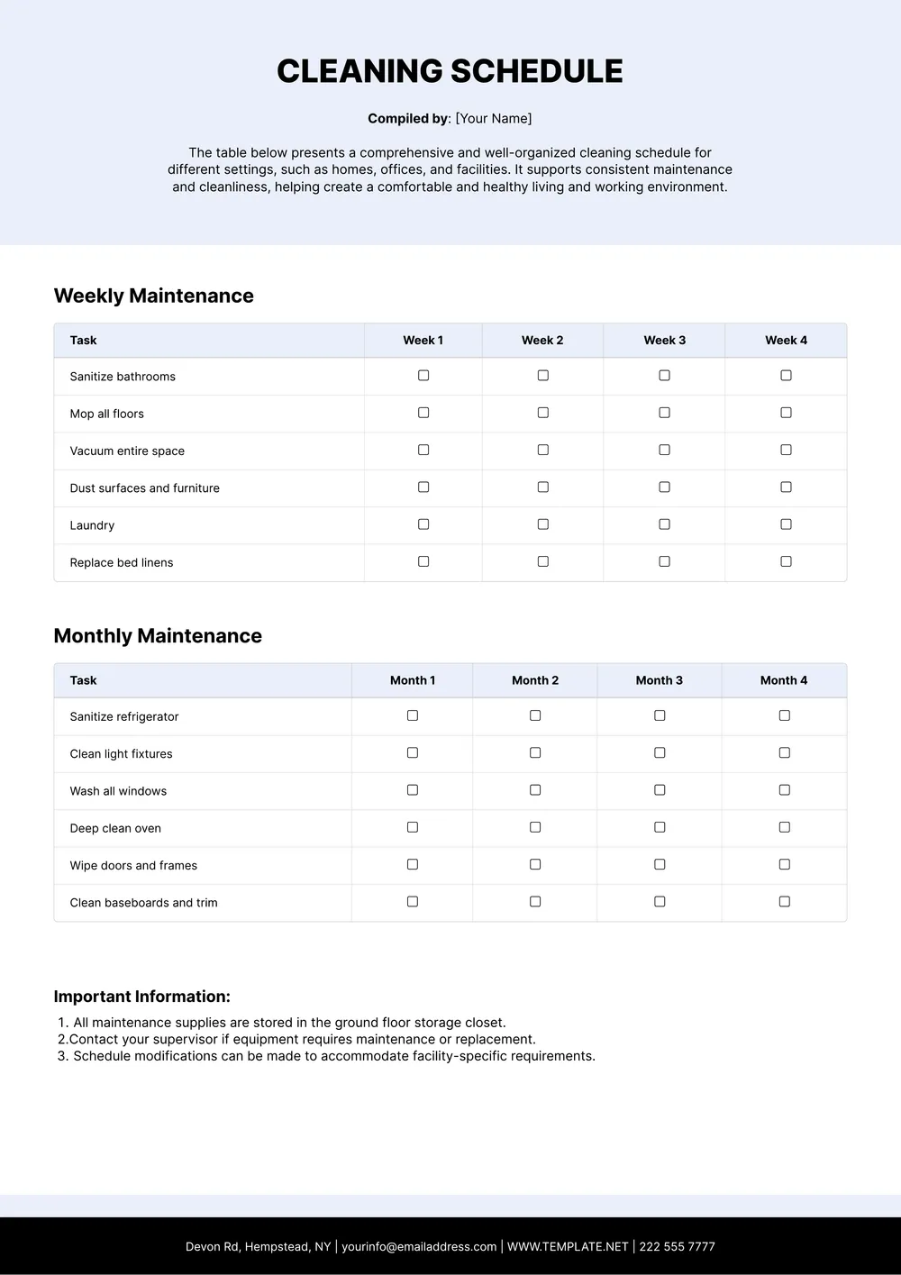 cleaning-schedule form