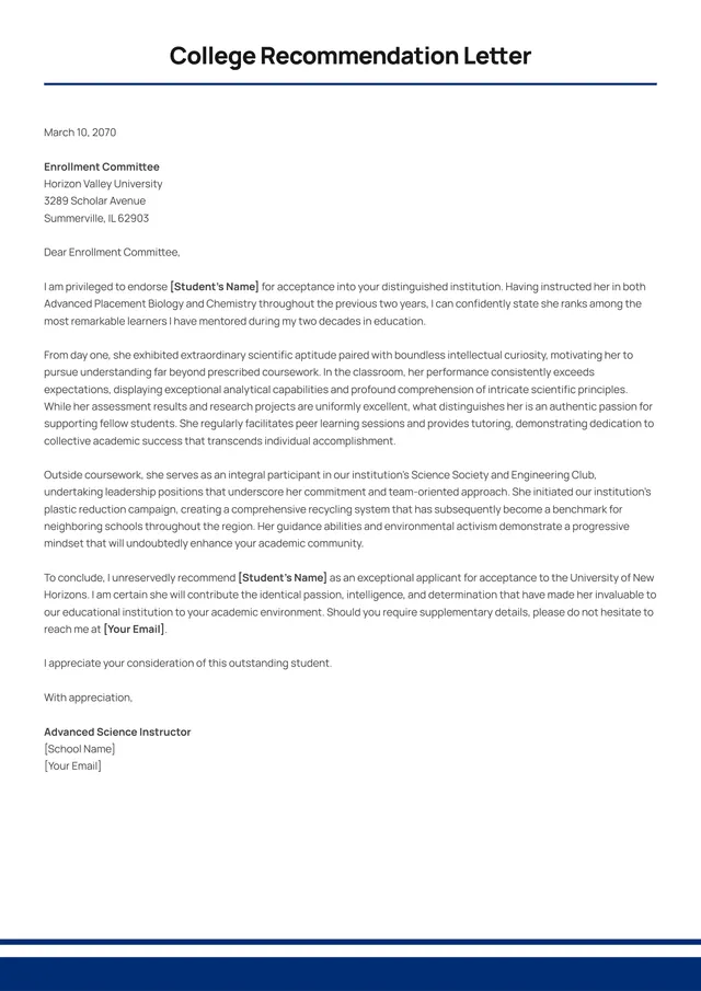 college-recommendation-letter form