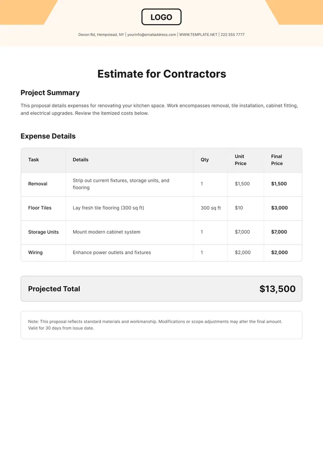 contractor-estimate form