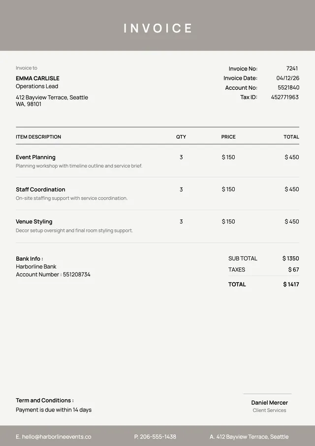 corporate-catering-invoice form