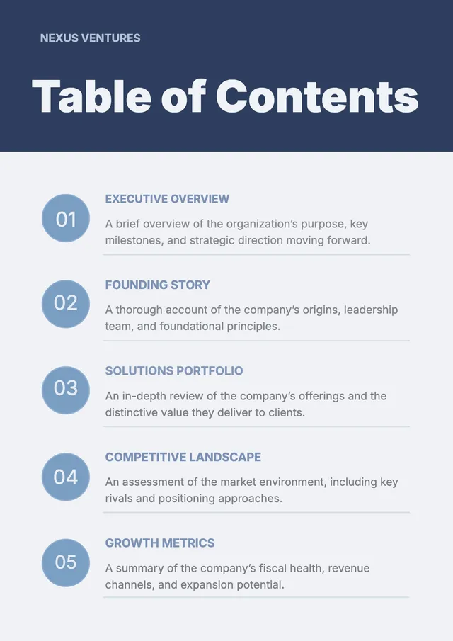 corporate-pitch-table-of-contents form