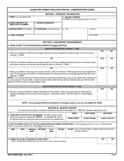 dd-2860 form