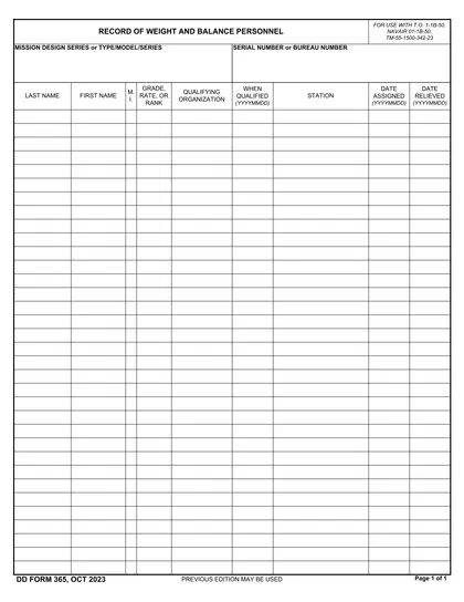 dd-365 form