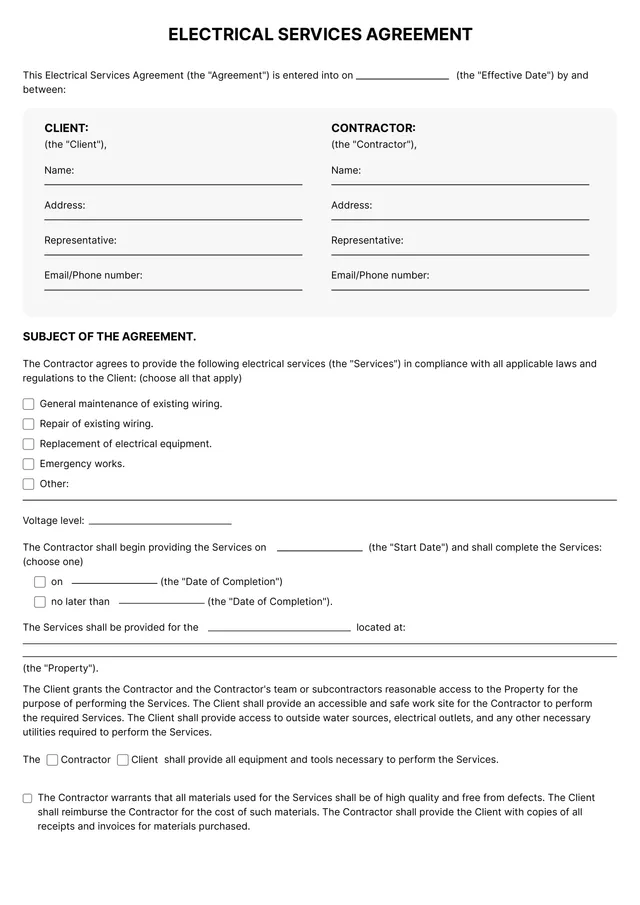 electrical-contract form