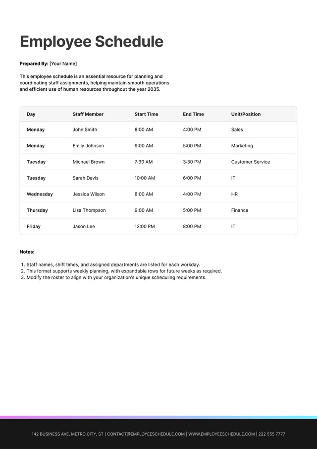 employee-schedule form