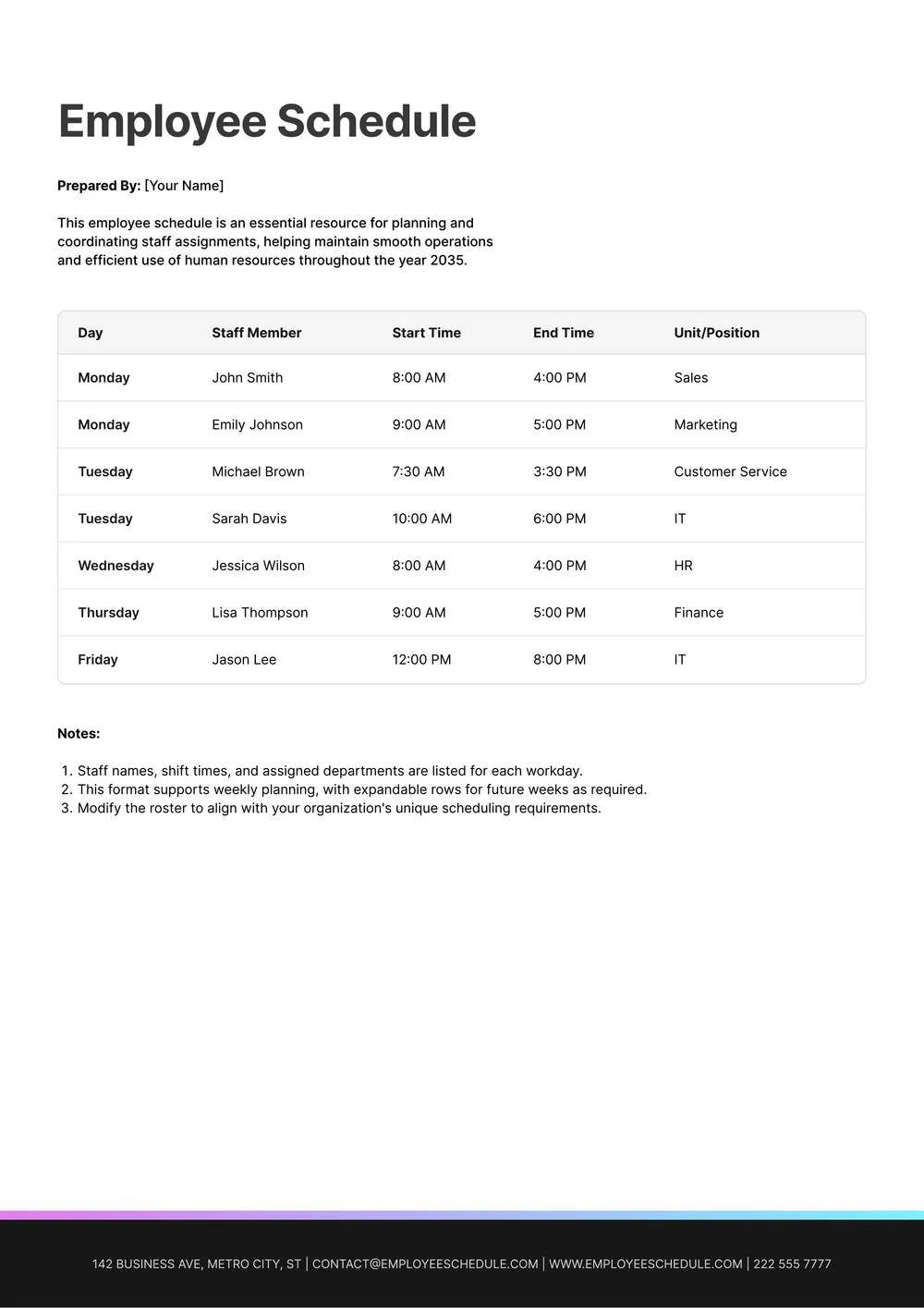 employee-schedule form