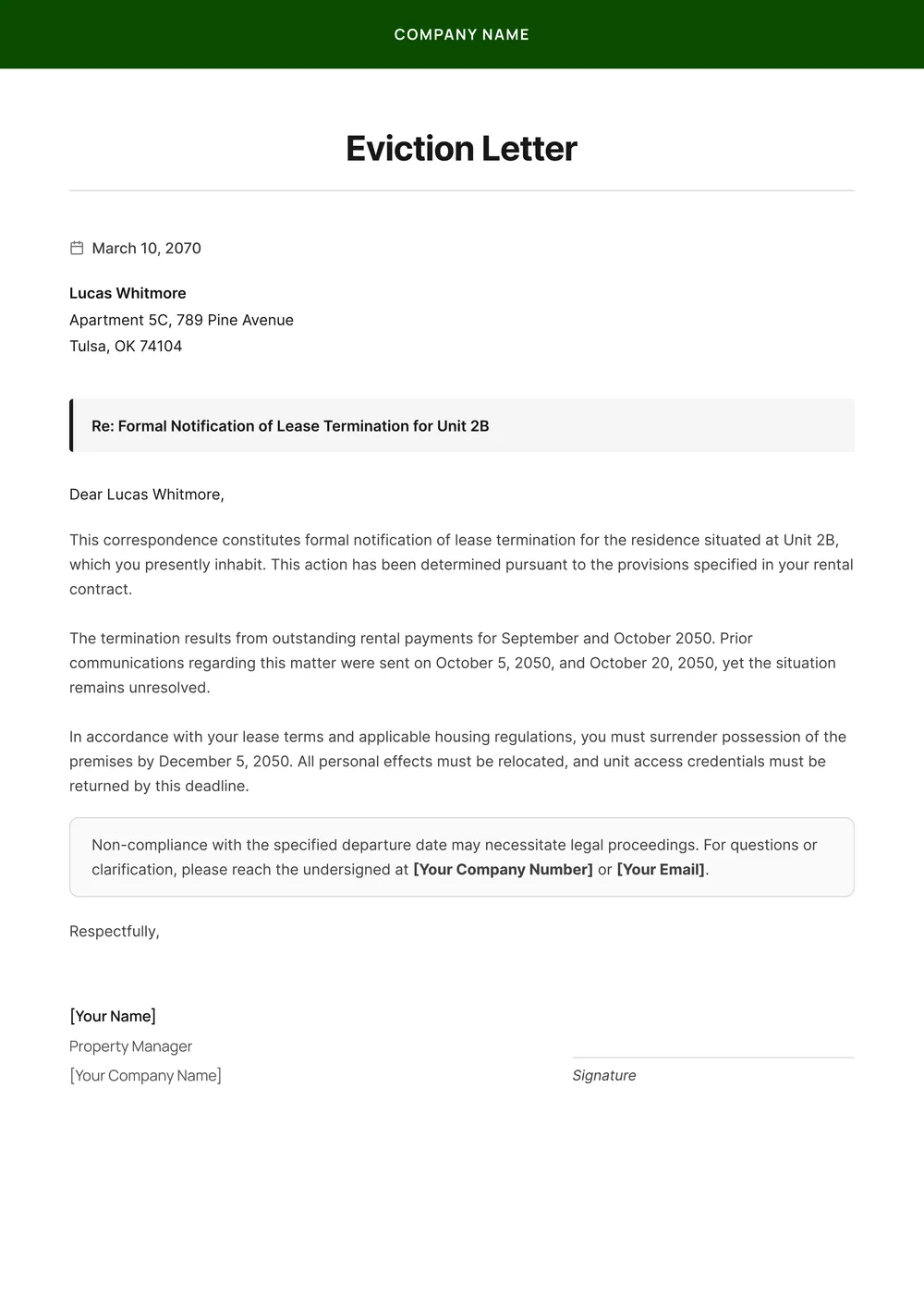 eviction-letter form