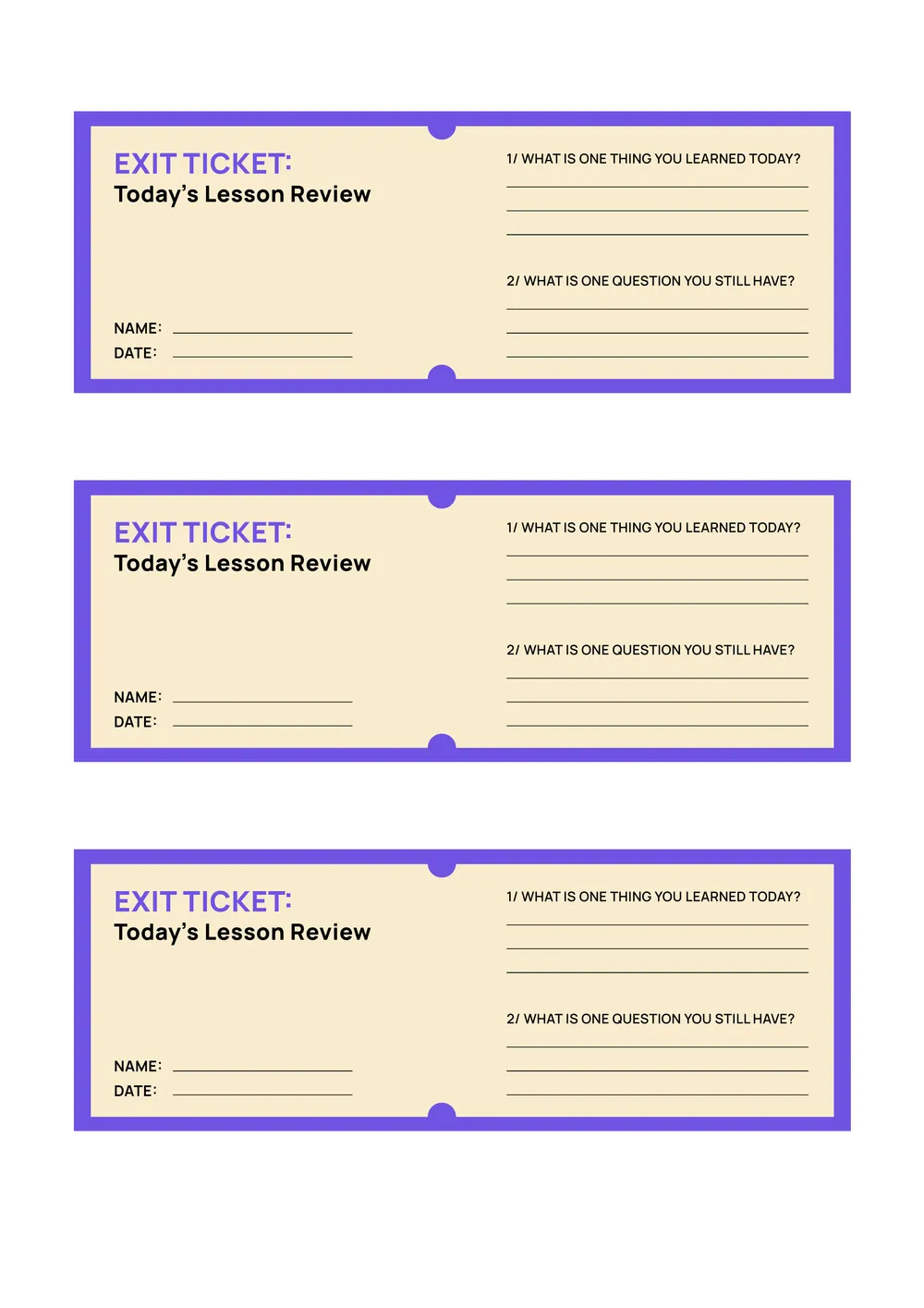 exit-ticket form