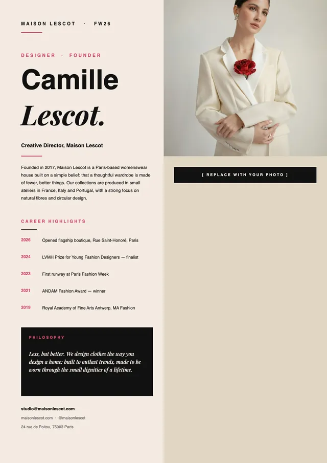 fashion-designer-bio form