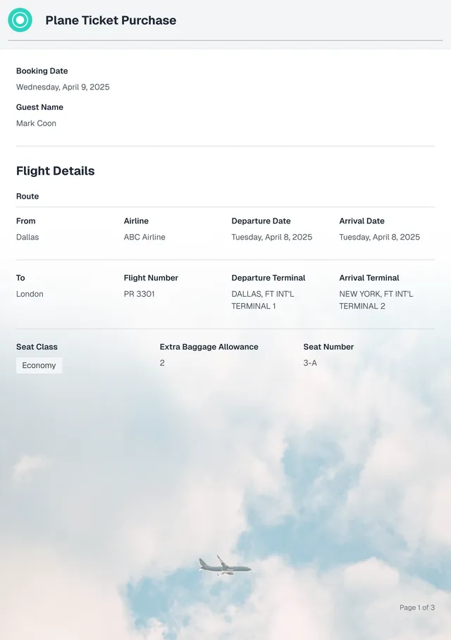Plane Ticket Template
