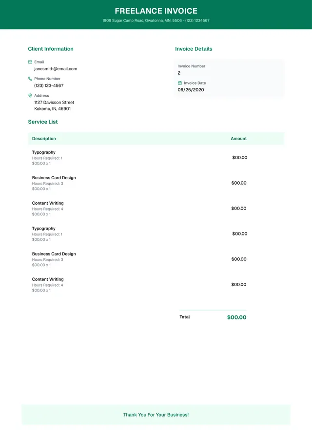 freelance-invoice form