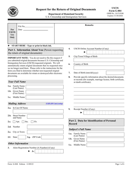 g-884 form