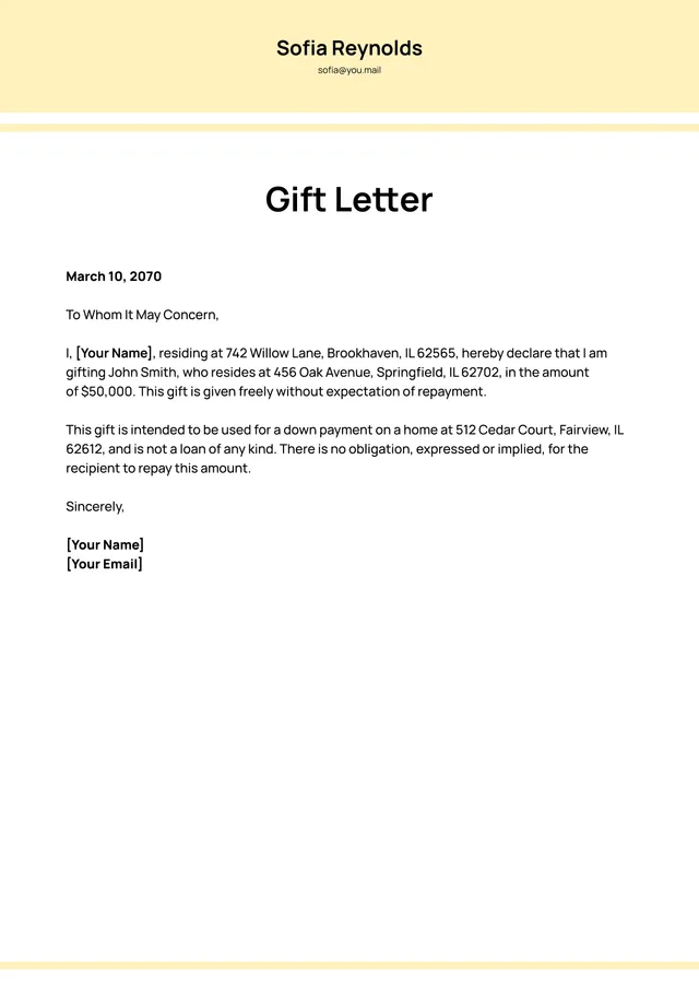 gift-letter form