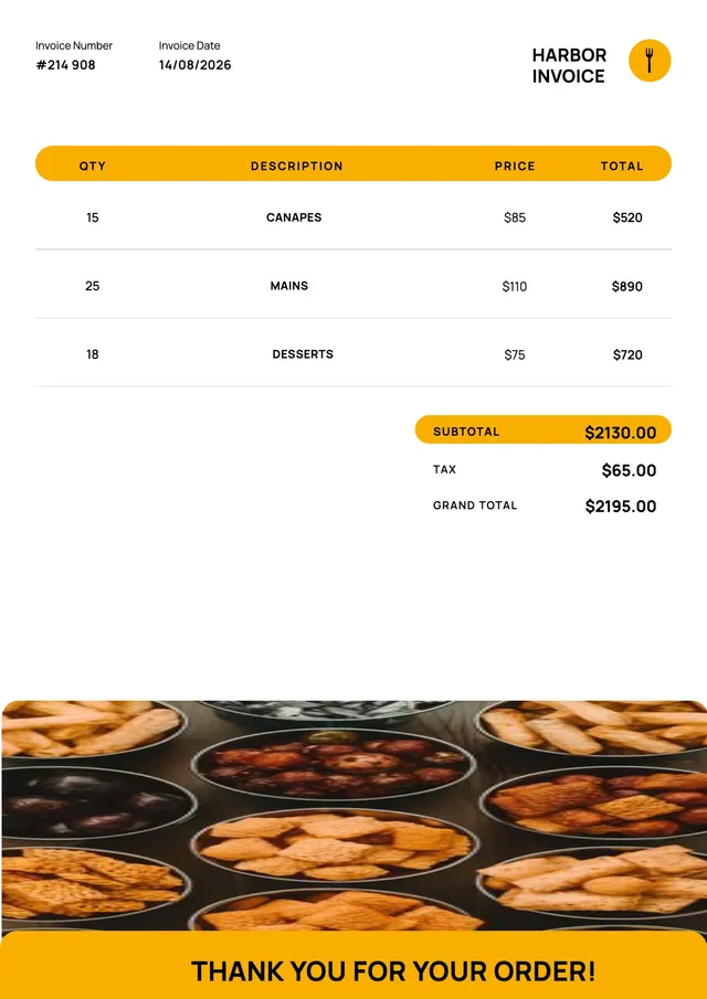 harbor-catering-invoice form