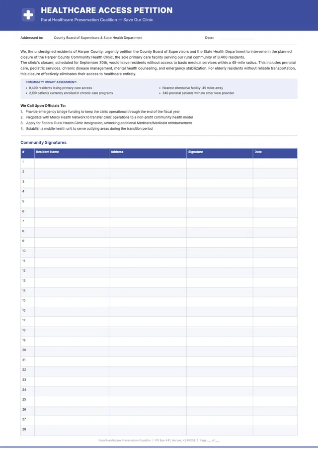 healthcare-access-petition form