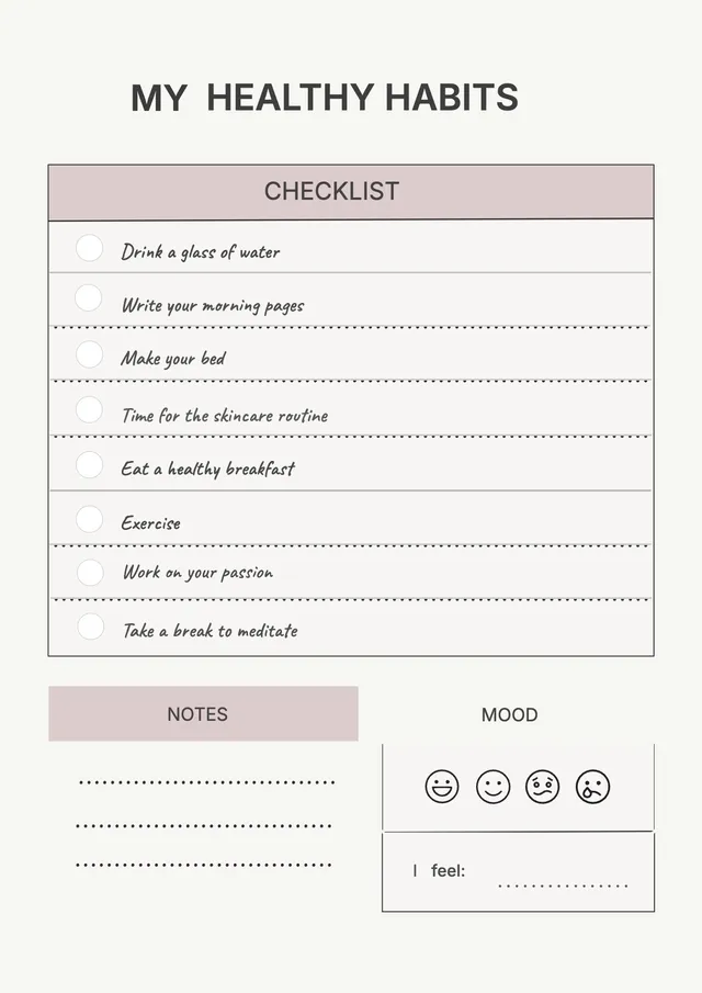healthy-habits-checklist form