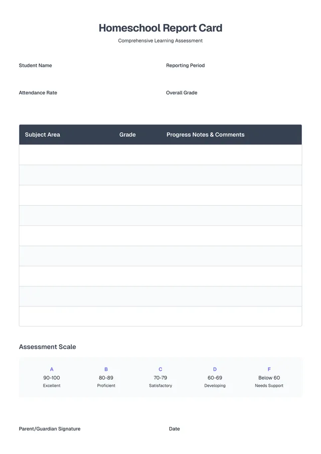 homeschool-report-card form