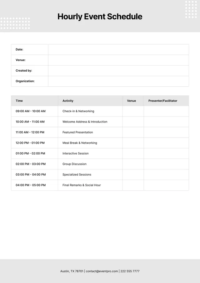 hourly-schedule form