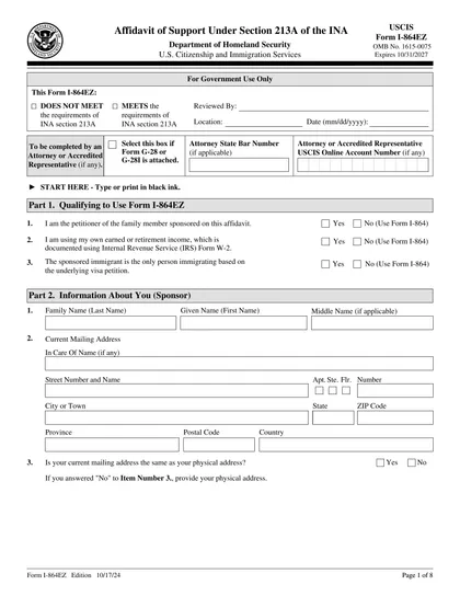 i-864ez form