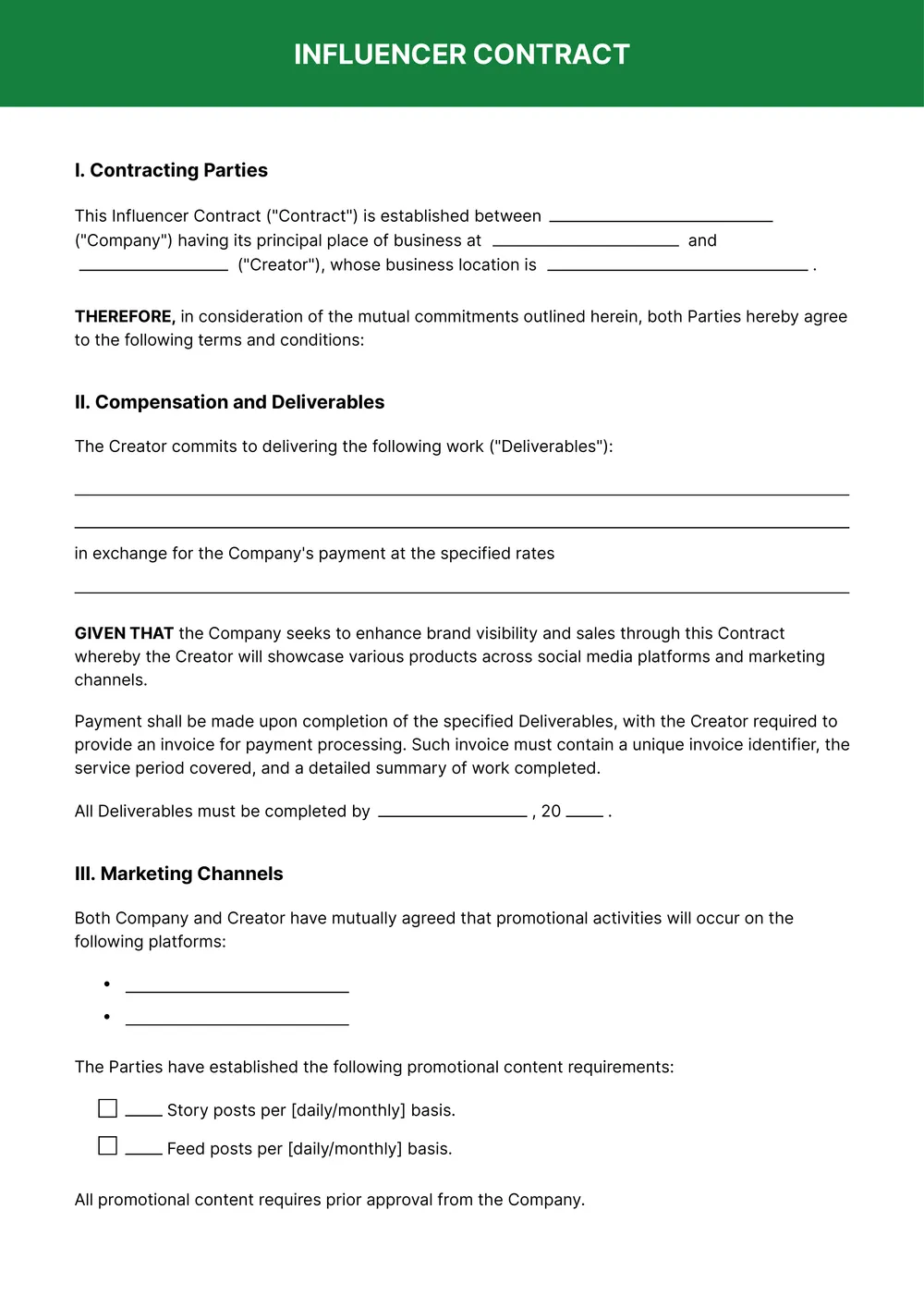 influencer-contract form