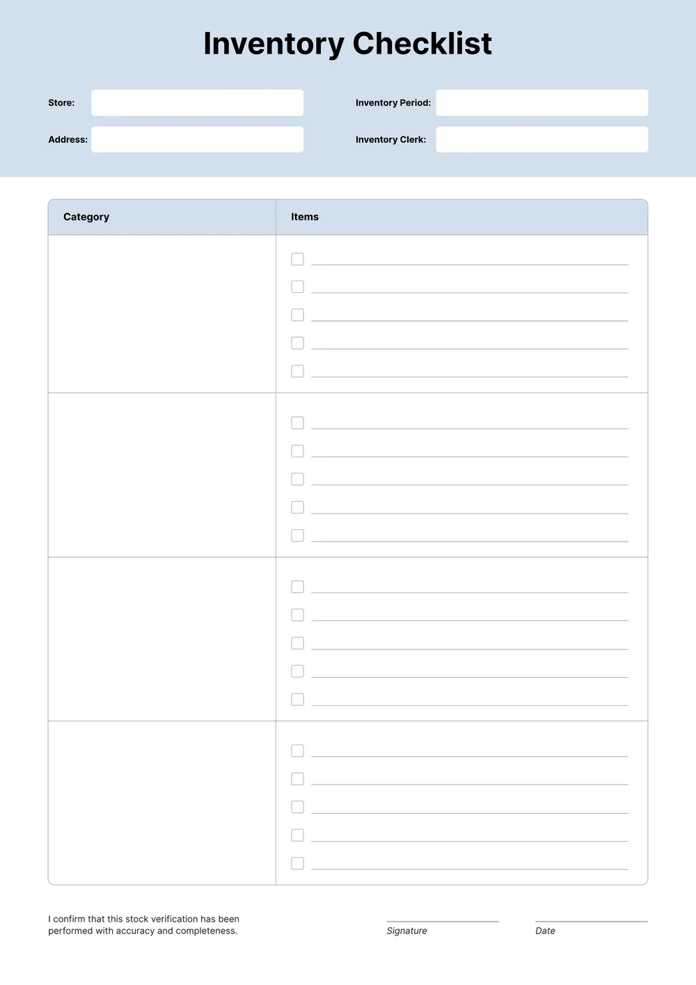 inventory-checklist form