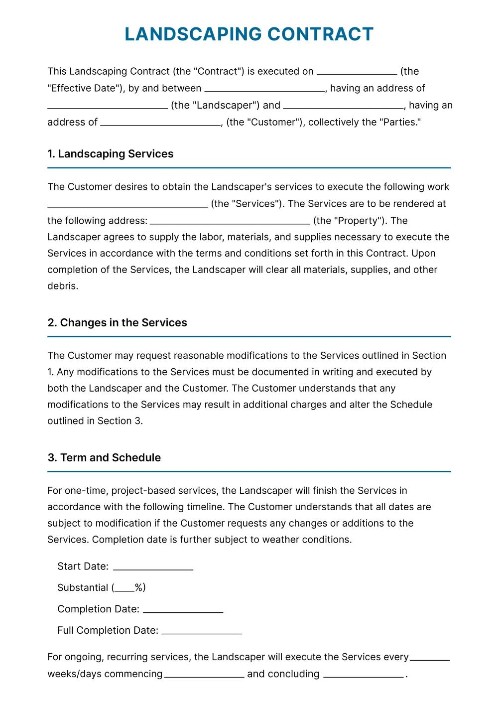 landscaping-contract form