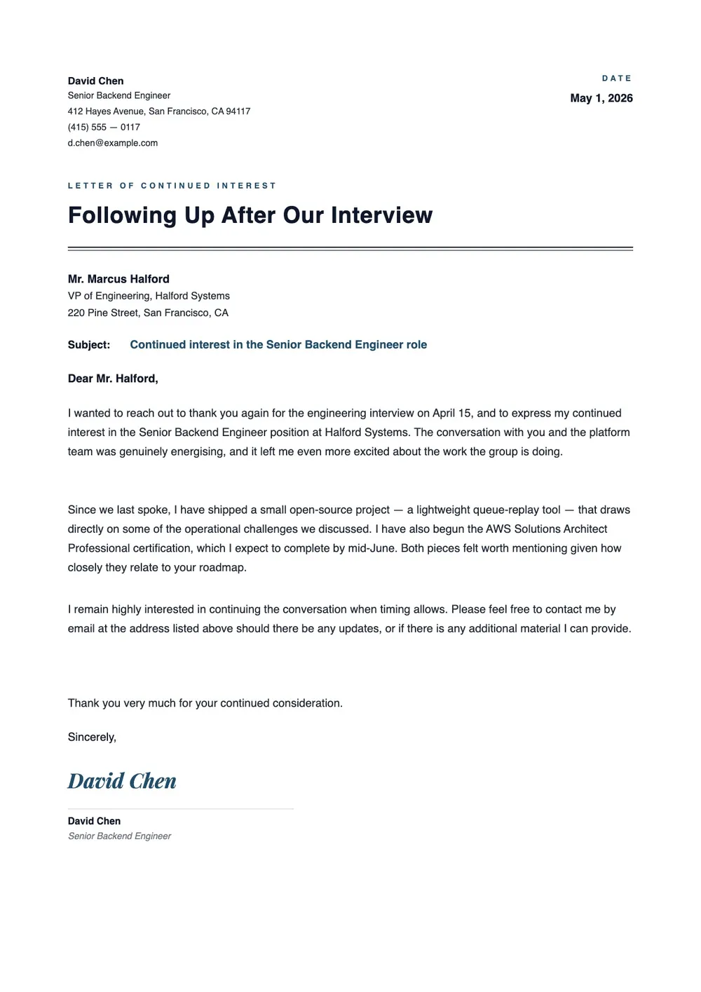 letter-of-continued-interest form