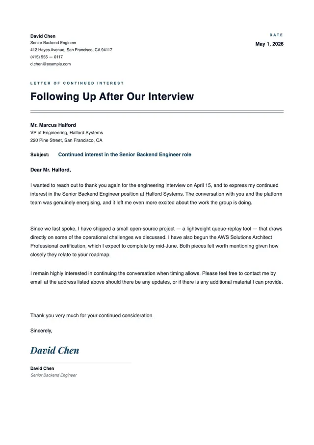 letter-of-continued-interest form