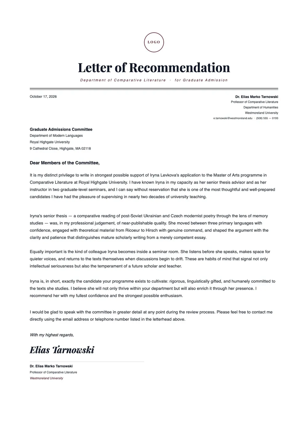 letter-of-recommendation-for-graduate-school form