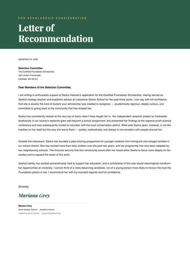 letter-of-recommendation-for-scholarship form