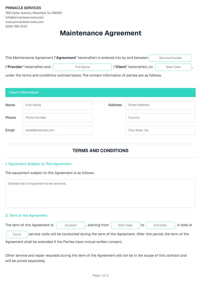 maintenance-agreement form