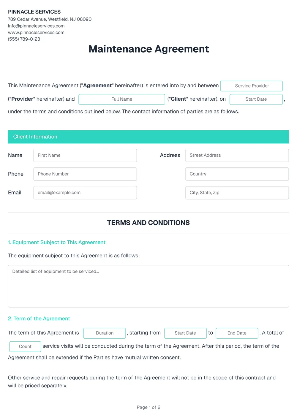 maintenance-agreement form