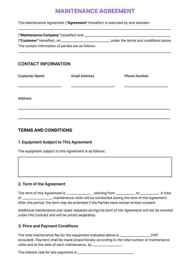 maintenance-contract form