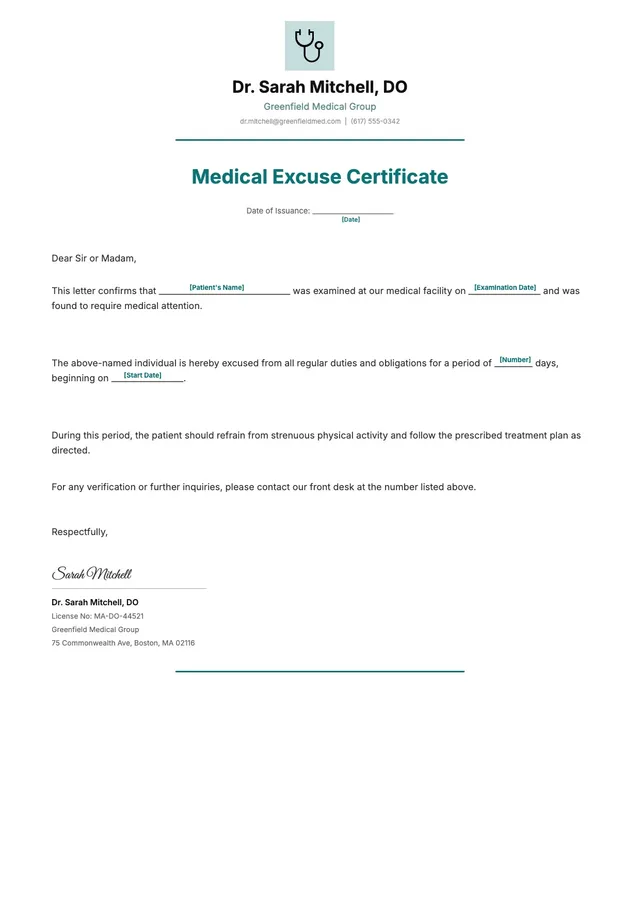medical-excuse-doctor-note form