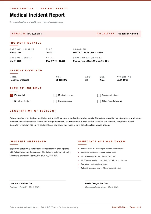 medical-incident-report form