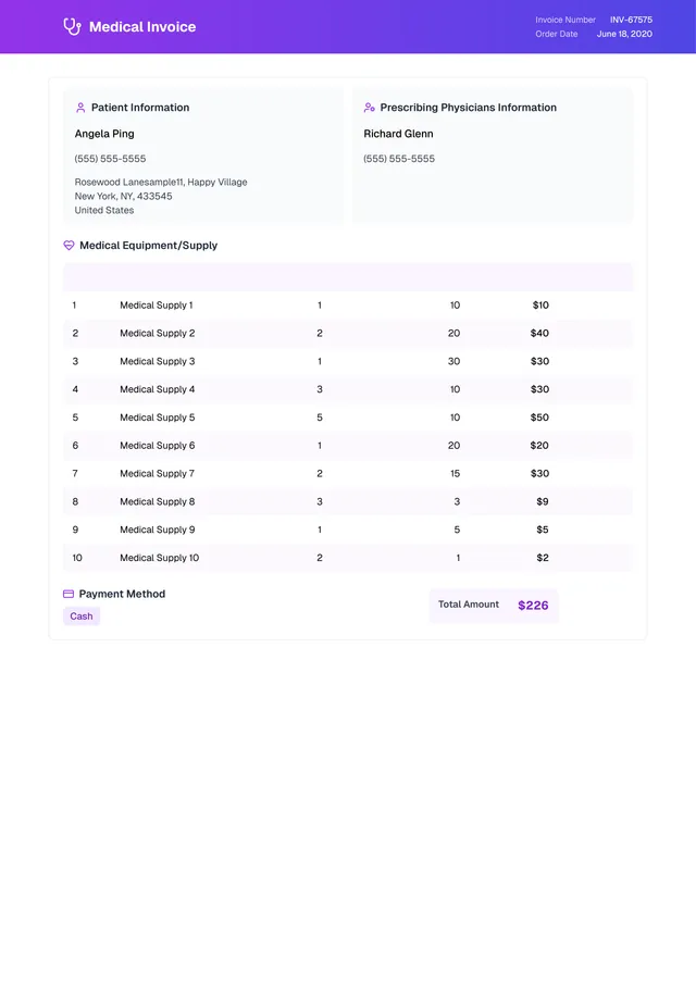 medical-invoice form
