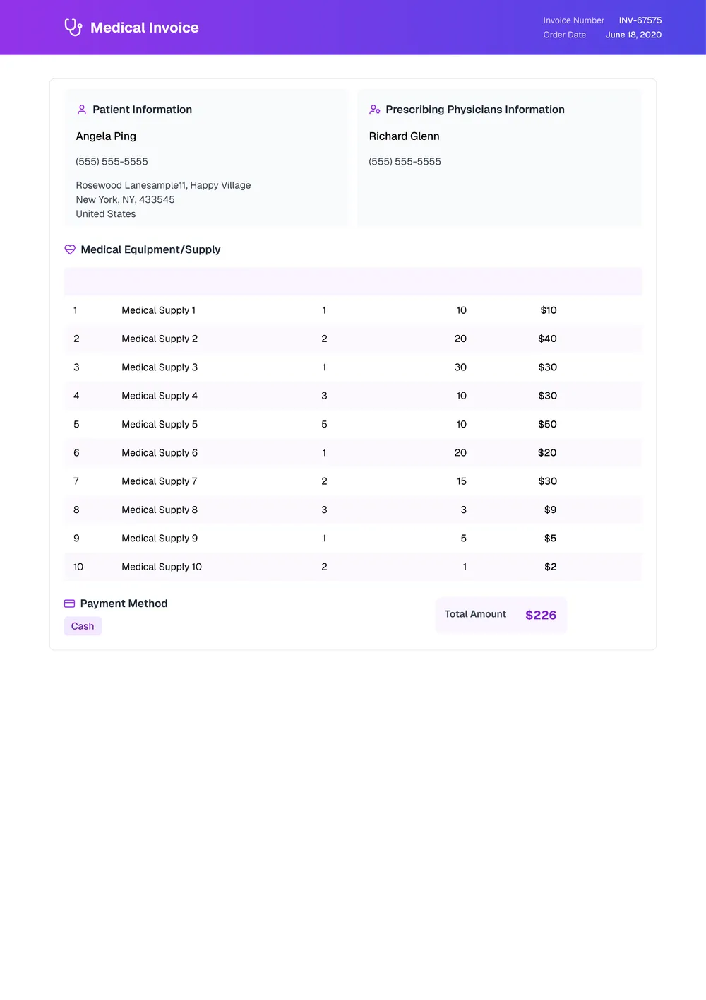 medical-invoice form