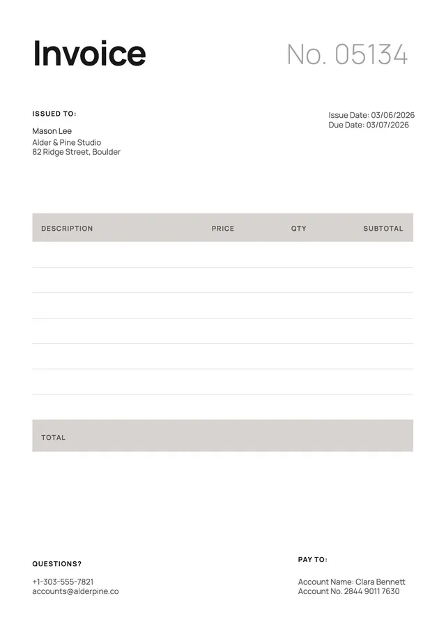 minimal-gray-catering-invoice form