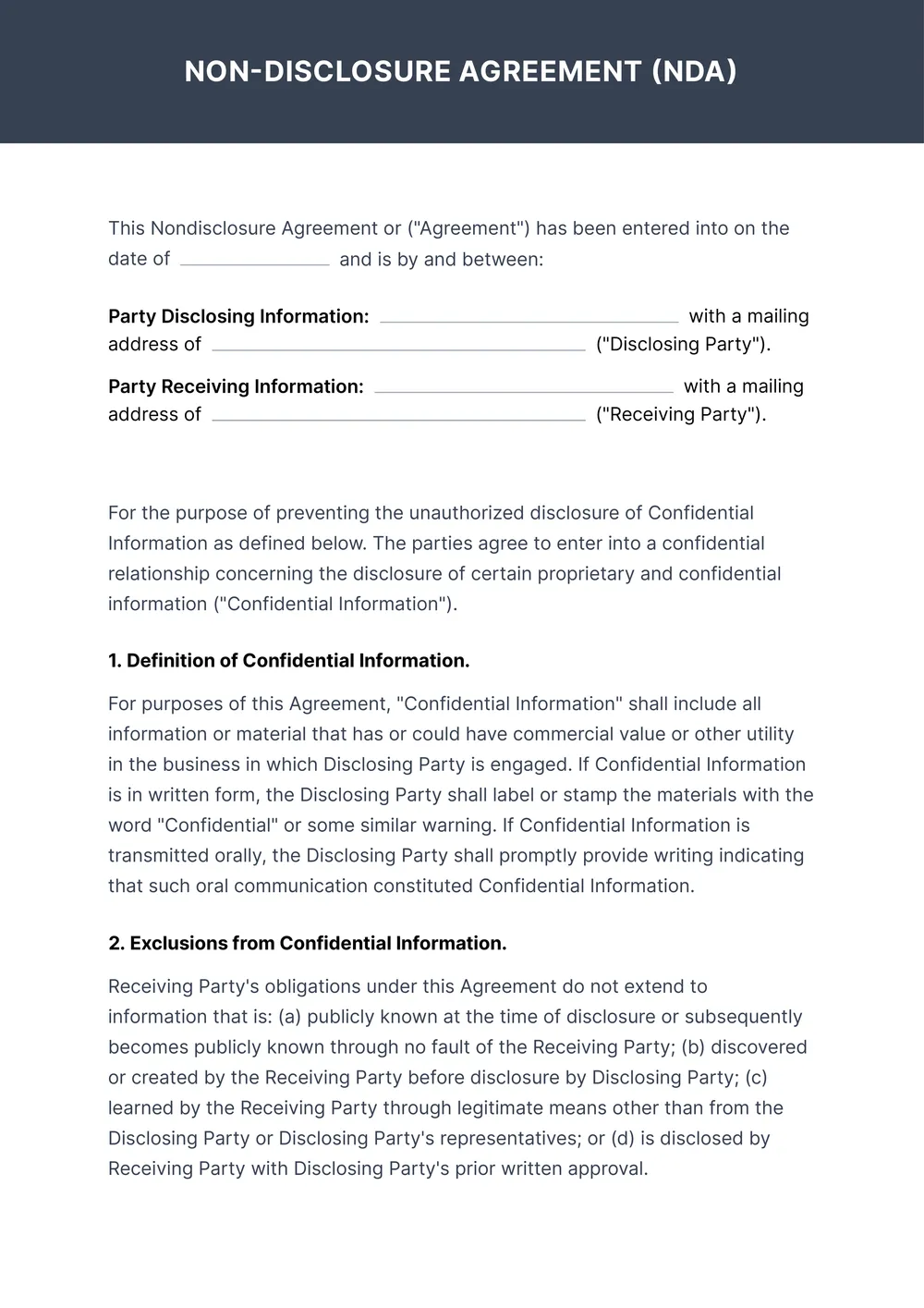 nda-contract form